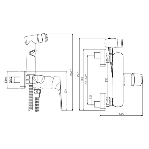 Гигиенический душ со смесителем Rossinka RS46 RS46-52 хром - фото 2