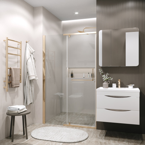 Душевая дверь Grossman Pragma 100.K33.03.120.32.00 120х195 стекло прозрачное профиль золото глянцевое - фото 3