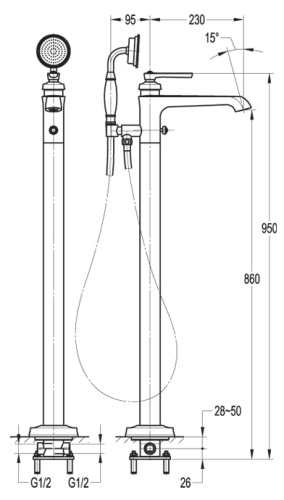 Смеситель Cezares LIBERTY LIBERTY-F-VDP-01 напольный хром - фото 2