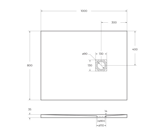 Душевой поддон BelBagno UNO TRAY-MR-UNO-AH-100/80-35-W-BO 100х80 искусственный мрамор белый - фото 5