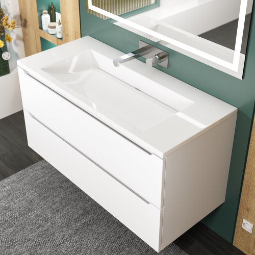 Раковина из литьевого мрамора Uperwood Infinity RInfinity100wg0 100х45 полувстраиваемая цвет белый - фото 3