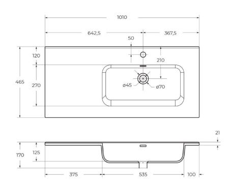 Раковина керамическая BelBagno BB1000ETL-R 100х50 накладная цвет белый 1 отверстие под смеситель
