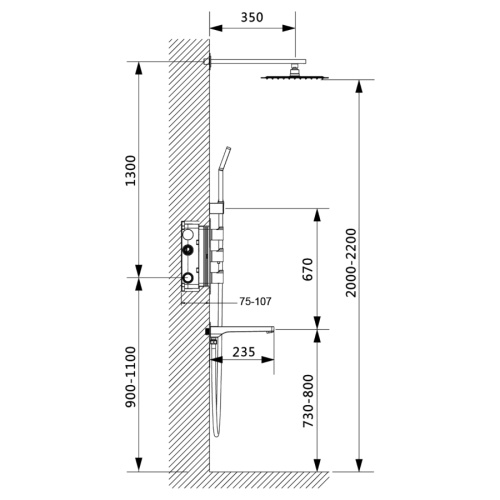Душевая система Timo Saona SX-2370/00SM встраиваемая в стену с термостатом - фото 5