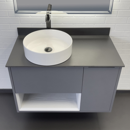 Тумба с раковиной Comforty Джанкой 00-00017878CF 90х50х67 подвесная цвет антрацит - фото 4