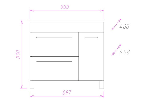 Тумба под раковину Onika Олимп 109015 90х45х71 напольная - фото 3