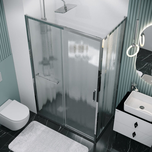 Душевая перегородка Grossman Style 200.K33.05.70.10.02 70х195 стекло текстурное профиль хром глянцевый - фото 5