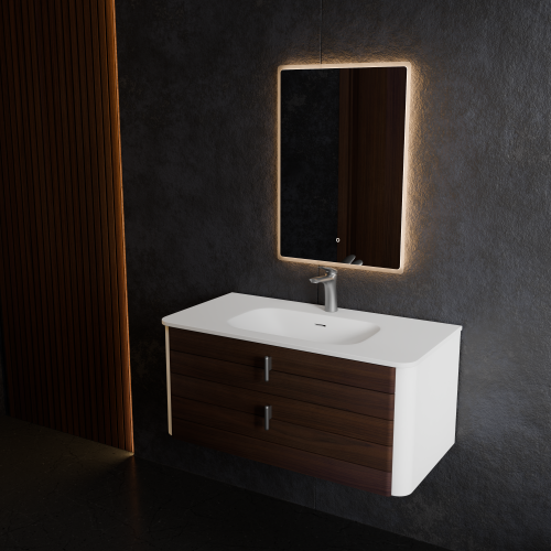 Тумба с раковиной+зеркало Art Decco Gabriella (Габриелла) AGB09W24S1M0 90x45x40 подвесная цвет черный орех - фото 2