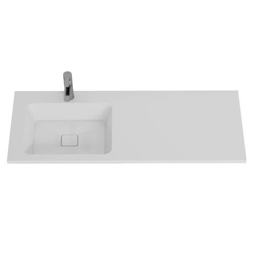 Раковина из искусственного камня Dreja Wing 100120L 120х50 подвесная цвет белый 1 отверстие под смеситель