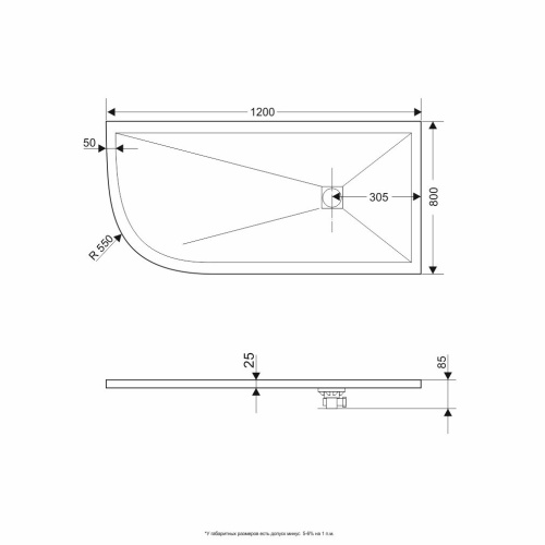 Душевой поддон RGW Stone Tray 16154128-02R 80х120 искусственный камень серый без ножек - фото 2