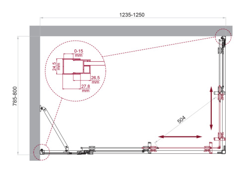 Душевой уголок BelBagno LUCE LUCE-AH-21-125/80-C-Cr 125х80 стекло прозрачное профиль хром глянцевый без поддона - фото 2