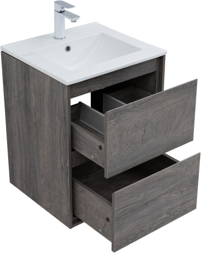 Тумба под раковину Aquanet Милан 00336371 50х45х64 подвесная цвет темное дерево - фото 4