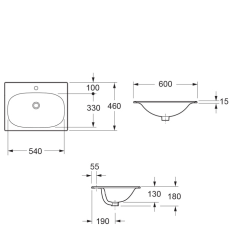 Раковина керамическая Cezares MOLVENO CZR-1923-600 60х46 подвесная цвет белый 1 отверстие под смеситель - фото 2