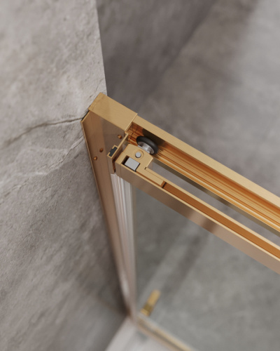 Душевая дверь Cezares MOLVENO MOLVENO-BF-3-90-C-BORO-IV 90х195 стекло прозрачное профиль золото брашированное - фото 5