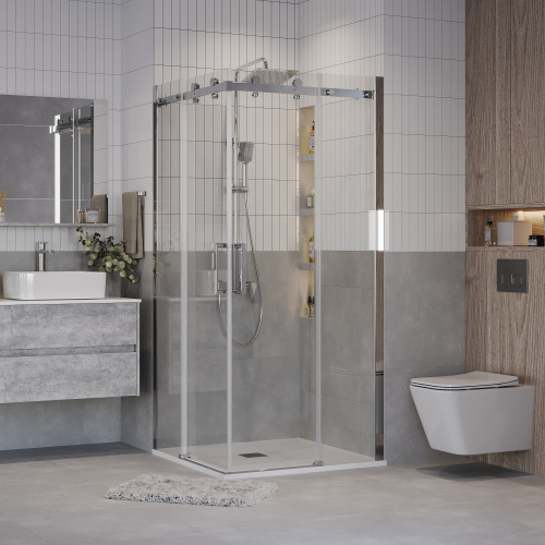 Душевой уголок Grossman Classic 300.K33.04.1010.10.00 100х100 стекло прозрачное профиль хром глянцевый без поддона - фото 3