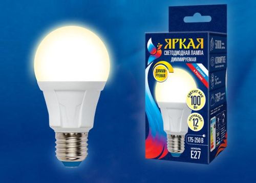 Лампа светодиодная диммируемая Uniel LED-A60 12W/4000K/E27/FR/DIM PLP01WH картон - фото 2