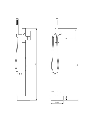 Смеситель Wonzon & Woghand Stick WW-88649901-CR напольный хром - фото 2