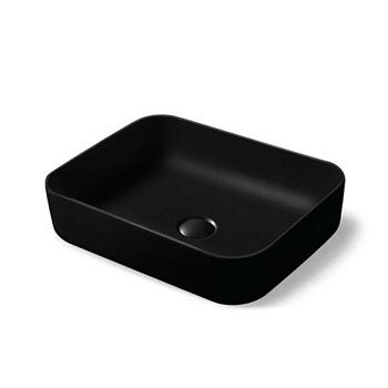 Раковина из сантехнического фарфора Vincea VBS-105MB 50х40 накладная цвет черный без отверстий под смеситель