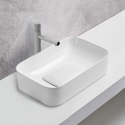 Раковина из сантехнического фарфора Vincea VBS-50450 38х51 накладная цвет белый без отверстий под смеситель