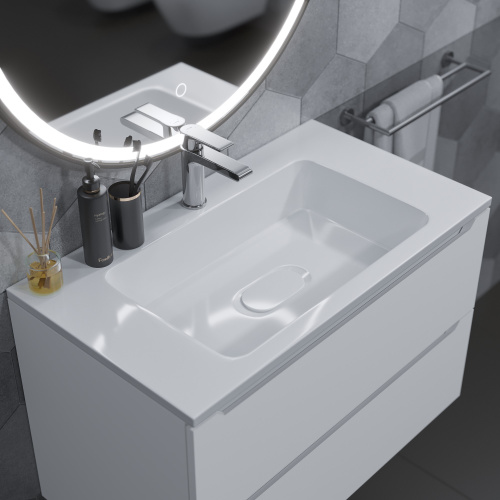 Раковина из литьевого мрамора Uperwood Modul 2911020340 77х45 полувстраиваемая цвет белый - фото 2