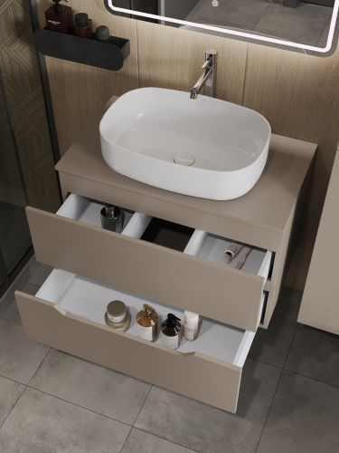 Тумба с раковиной Orange Line Li-80TuLMDF+B07-540W 81х46х69 цвет бежевый - фото 4