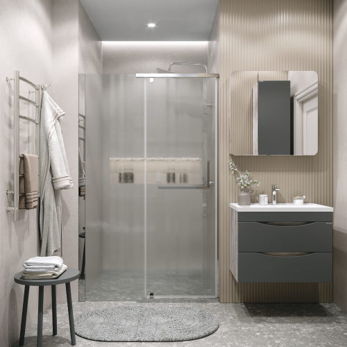 Душевая дверь Grossman Pragma 100.K33.03.120.10.02 120х195 стекло текстурное профиль хром глянцевый - фото 4