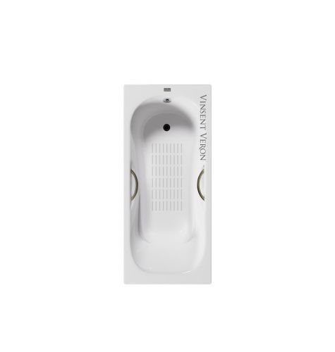 Ванна чугунная Vinsent Veron Aura VAU1808045H/VH0015CH 180х80 пристенная прямоугольная с ножками с ручками