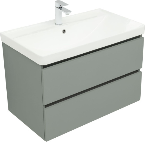 Тумба под раковину Aquanet Вега 2.0 00337961 79х46х50 подвесная цвет зеленый/серый - фото 3