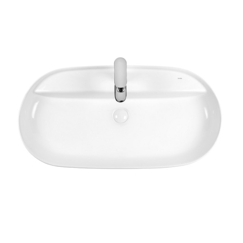 Раковина из сантехнического фарфора Bond Oval S01-800 80х40 накладная цвет белый глянцевый 1 отверстие под смеситель - фото 4