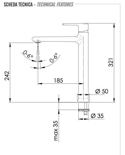 Смеситель для раковины Remer Vanity V11L на столешницу хром - фото 2