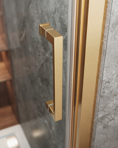 Душевая дверь Cezares MOLVENO MOLVENO-BF-3-90-C-BORO-IV 90х195 стекло прозрачное профиль золото брашированное - фото 2