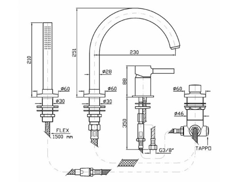 Смеситель ZUCCHETTI ZP6502 на борт ванны хром - фото 2