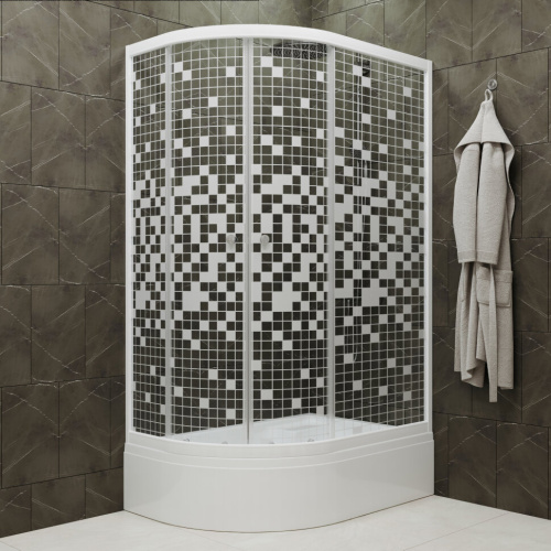 Душевой уголок Тритон Коралл Щ0000061783 120х80 стекло прозраное с узором профиль белый с поддоном - фото 5