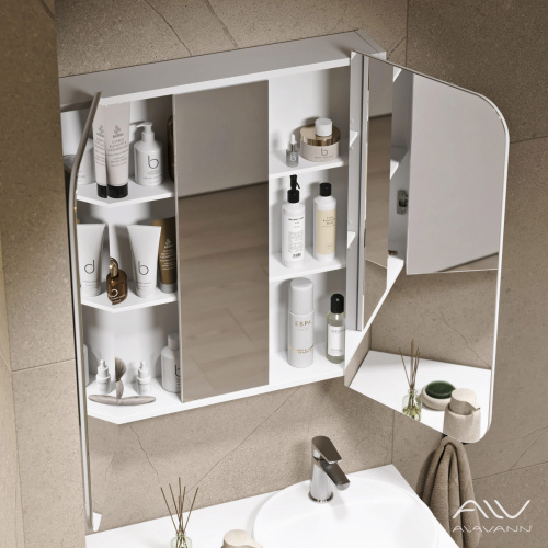 Зеркало-шкаф Alavann Cosmetic ALV0727001 80х15х80 подвесной цвет белый - фото 3