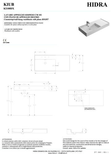 Раковина керамическая Hidra Kiub KI100DX/026 101х46 подвесная цвет черный матовый 1 отверстие под смеситель - фото 2