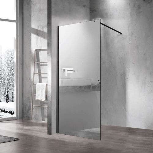 Душевая перегородка Vincea Walk in VSW-1H900MRB 90х200 стекло зеркальное профиль черный