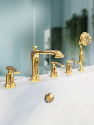 Смеситель для ванны AltroBagno Beatrice AltroBagnoBeatrice020103Or встраиваемый в стену золото - фото 2
