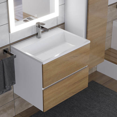 Раковина из литьевого мрамора Uperwood Barsa 2911120345 60х45 полувстраиваемая цвет белый - фото 2