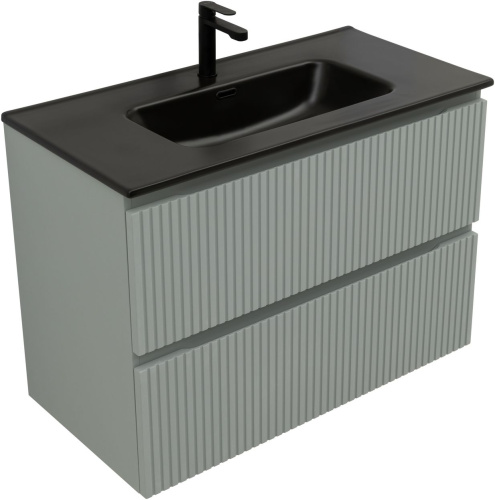Тумба под раковину Aquanet Джейн (Flat) 00335435 90х46х64 подвесная цвет зеленый/серый - фото 3