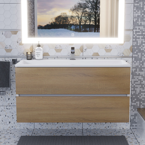 Тумба с раковиной Uperwood Barsa 293020535 100х45х57 цвет белый/дуб сонома - фото 5