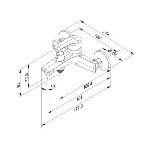 Смеситель для ванны и душа IDDIS Ray RAYBL02i02WA настенный черный - фото 5