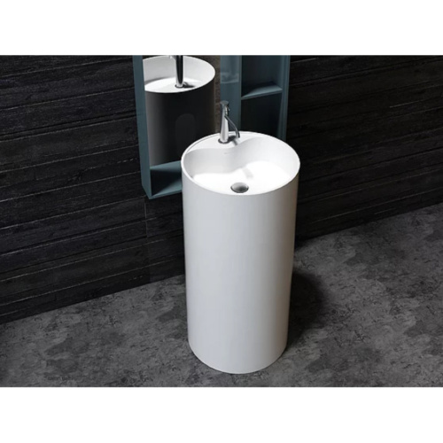 Раковина из искусственного камня MonteBianco Pisa Rubinetto 11234 45х45 напольная цвет белый матовый 1 отверстие под смеситель - фото 3