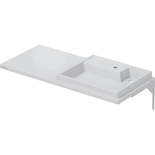 Раковина из искусственного камня СанТа Юпитер 900136 130х50 над стиральной машиной цвет белый 1 отверстие под смеситель - фото 2