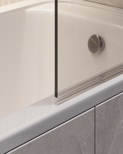 Шторка для ванны Timo T26 90х140 стекло прозрачное профиль черный ориентация универсальная - фото 3