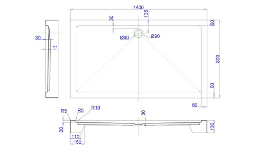 Душевой поддон Royal Bath HP RB8140HP 140х80 акрил белый с ножками - фото 2