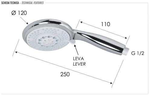Душевая лейка Remer 318F5x округлая - фото 2