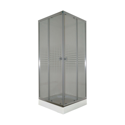 Душевой уголок Parly ZQ8111 80х80 стекло прозрачное с рисунком профиль хром глянцевый с поддоном - фото 4