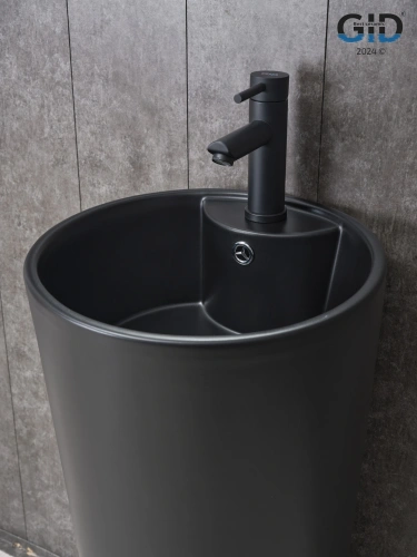 Раковина керамическая Gid Autonomo 81120 40х40 напольная цвет черный матовый 1 отверстие под смеситель - фото 5