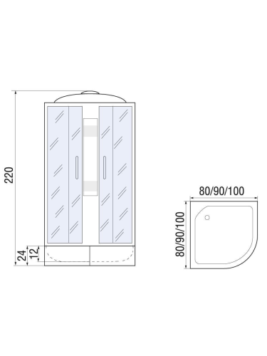 Душевая кабина River NARA LIGHT XL 90/24 MT -10000006220 90х90 четверть круга с крышей ориентация универсальная - фото 2
