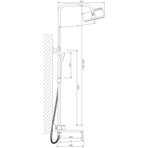 Душевая стойка BELZ B613 B24613 настенная цвет хром - фото 2