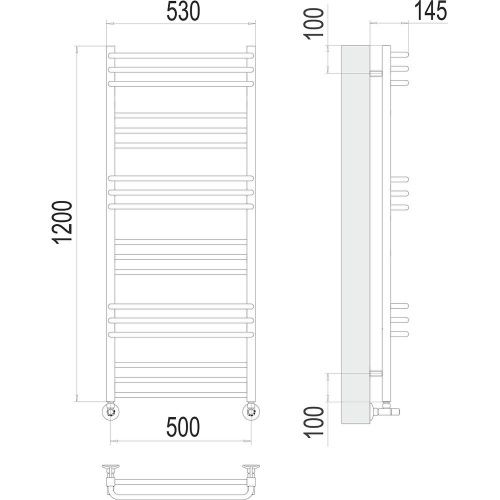 Полотенцесушитель Terminus 4670078530851 53х120 водяной хром - фото 3